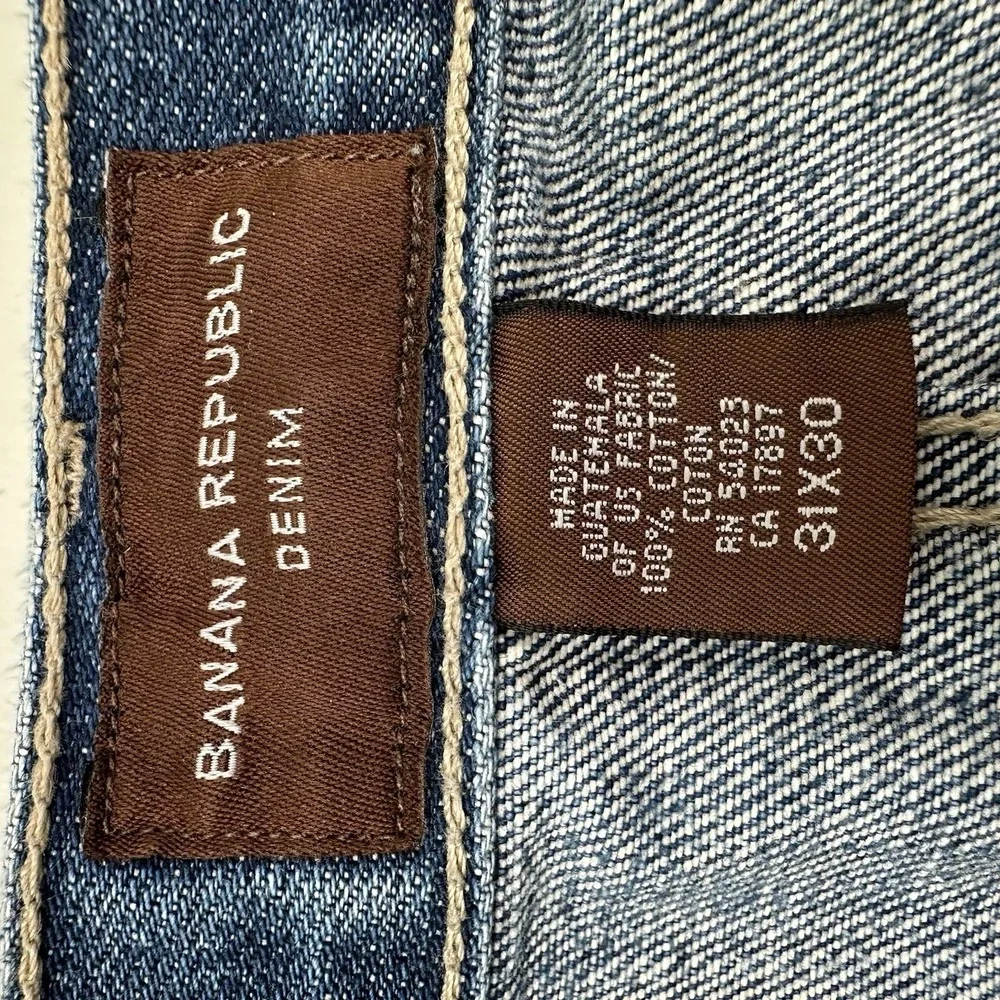 VTG‎ Y2K Banana Republic BootCut Jeans Men Actual 31x24 Blue Raw Hem Button Fly